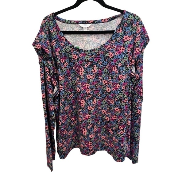 Time & Tru Women's Plus Size Ruffle Long Sleeve Rayon Blend Top Size XXXL 22 NWT - Picture 1 of 5